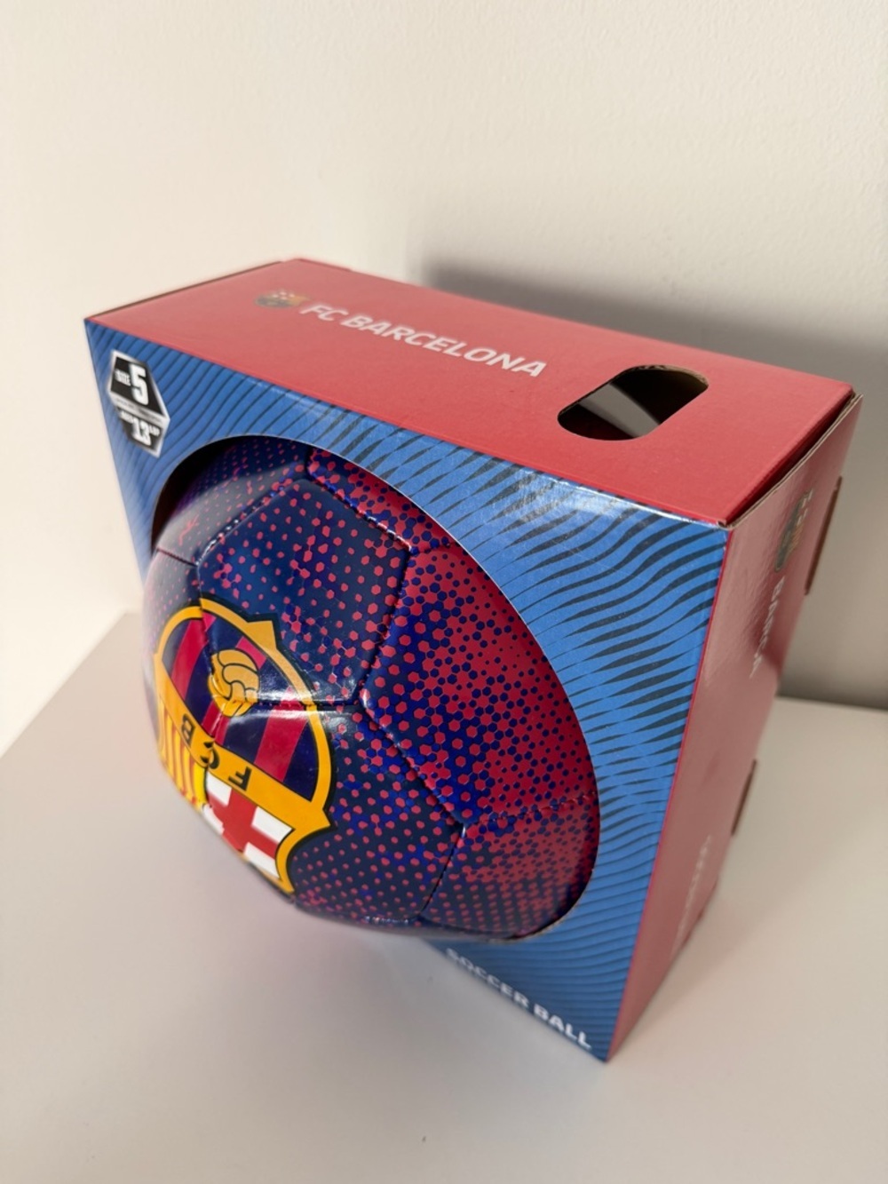 FC Barcelona FCB Logo Soccer Ball in Navy & Pink - Picture 3 of 4